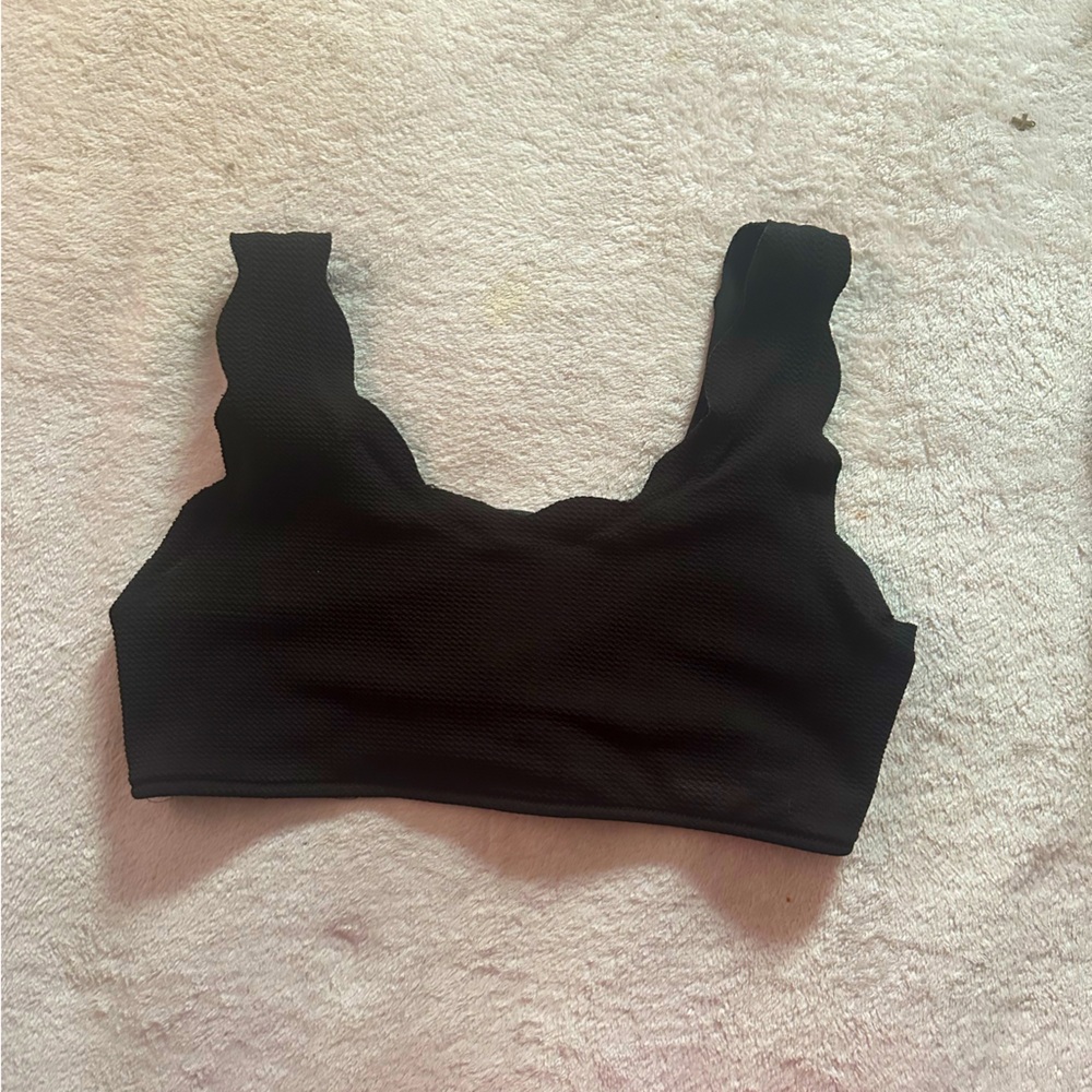 Zaful Black Ribbed Crop Top
